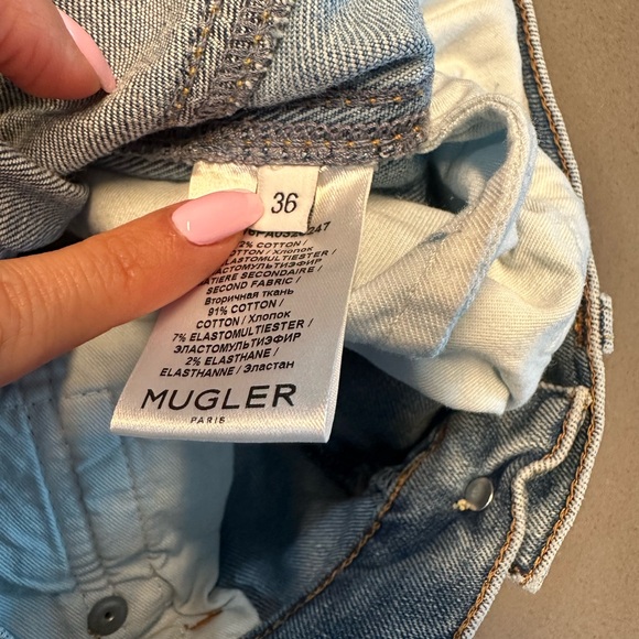 MUGLER Blue Slitted Spiral Jeans US26 - Picture 17 of 17